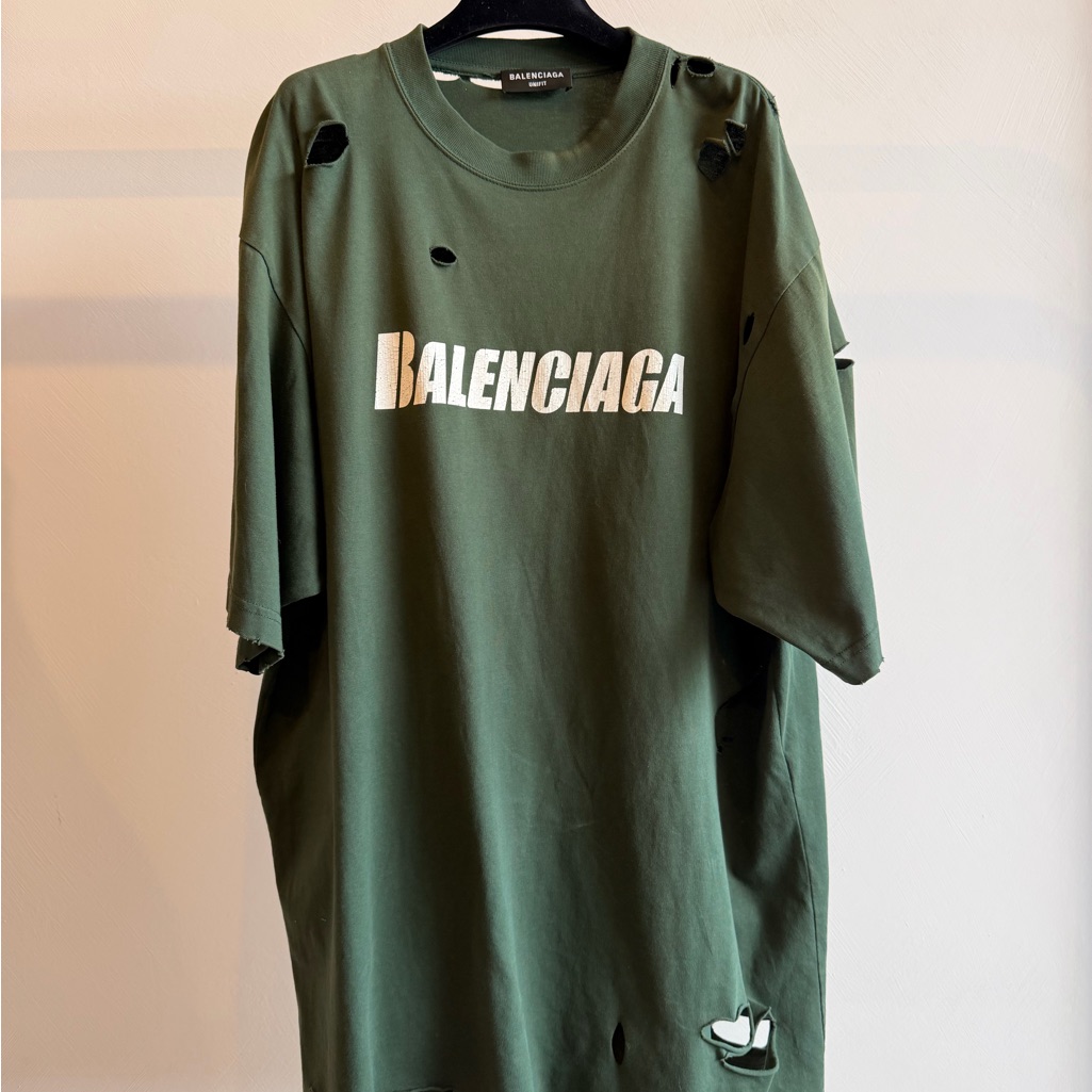 Nwt Balenciaga Dark Green Caps Destroyed Flatgrounds W/ Holes Large Fit Size Xs